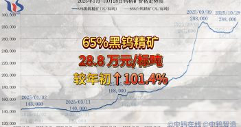 2025年1月-10月28日鎢精礦價(jià)格走勢(shì)