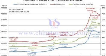 Tungsten Price Trend from January to September 30, 2025
