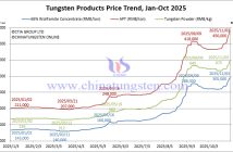 Tungsten Price Trend from January to November 3, 2025