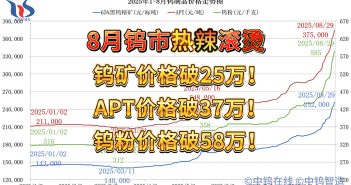 2025年1月-8月29日鎢制品價格走勢